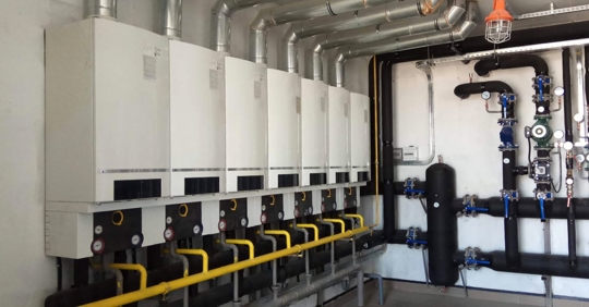 Modern boiler room of an apartment building